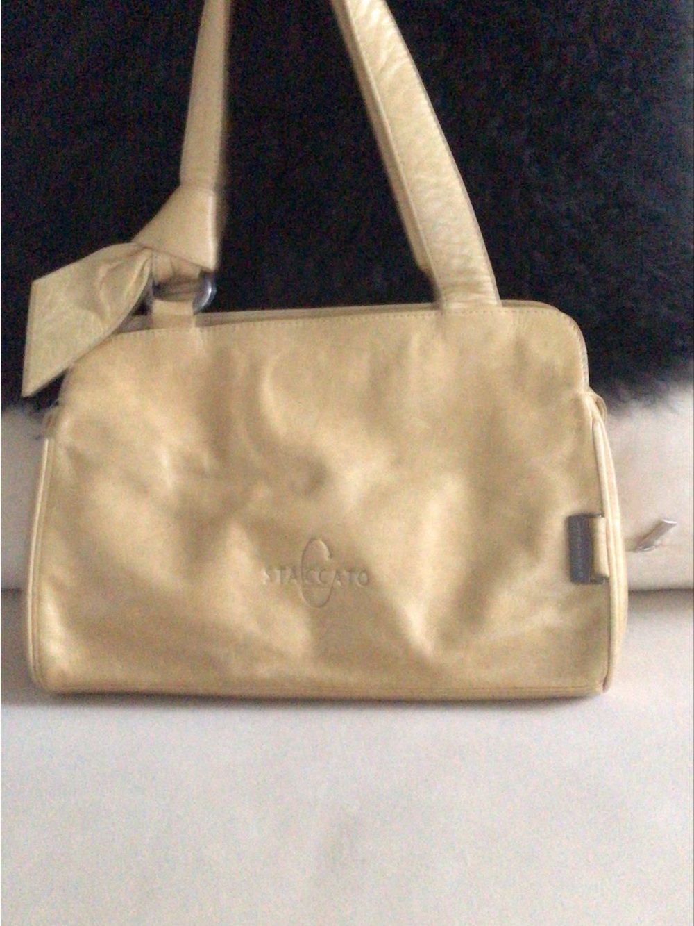 Staccato Beige Shoulder Bag with Knot Detail